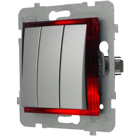 Włącznik Podświetlany Led Czerwony Potrójny Bez Ramki 18.C Ospel Aria