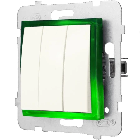 Włącznik Podświetlany Led Zielony Potrójny Bez Ramki 27.Z Ospel Aria
