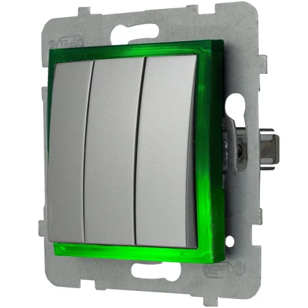 Włącznik Podświetlany Led Zielony Potrójny Bez Ramki 18.Z Ospel Aria