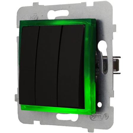 Włącznik Podświetlany Led Zielony Potrójny Bez Ramki 33.Z Ospel Aria