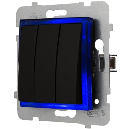 Włącznik Podświetlany Led Niebieski Potrójny Bez Ramki 33.N Ospel Aria