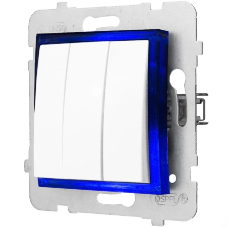 Włącznik Podświetlany Led Niebieski Potrójny Bez Ramki 00.N Ospel Aria