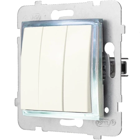 Włącznik Podświetlany Led Biały Potrójny Bez Ramki 27.B Ospel Aria