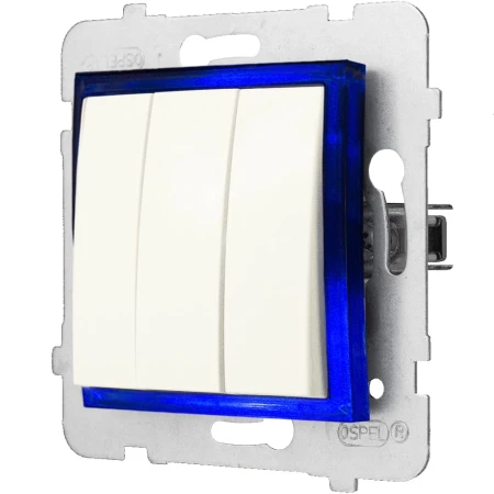 Włącznik Podświetlany Led Niebieski Potrójny Bez Ramki 27.N Ospel Aria