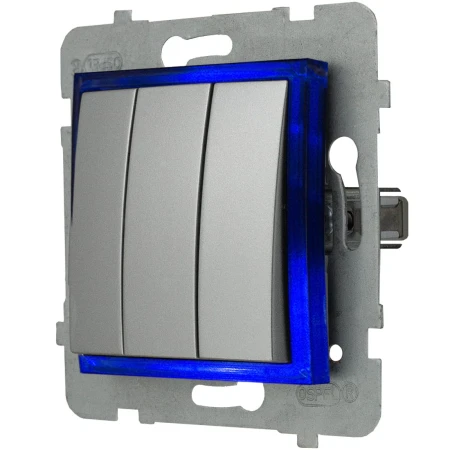 Włącznik Podświetlany Led Niebieski Potrójny Bez Ramki 18.N Ospel Aria