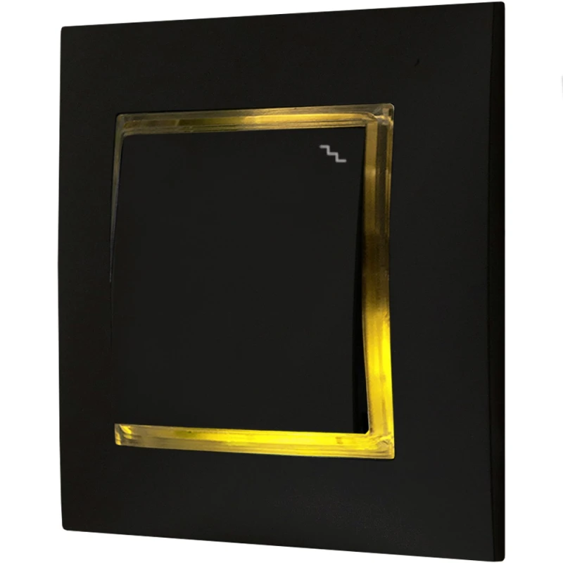 Włącznik Schodowy Czarny Z Podświetleniem Złotym