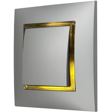 Włącznik Pojedynczy Srebrny Z Podświetleniem Złotym Ospel Aria