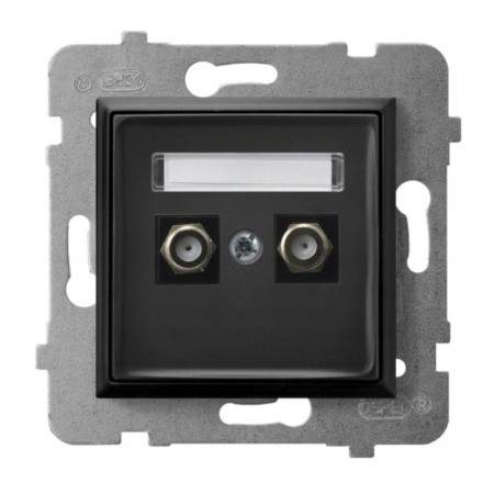 Moduł Czarny Bez Ramki Gniazdo Antenowe Podwójne Ospel Aria