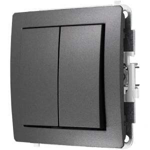Karlik Deco Grafitowy Mechanizm Włącznika Jednobiegunowego Ze Schodowym (Dwa Klawisze Bez Piktogramów, Osobne Zasilanie) 11Dwp-10.21