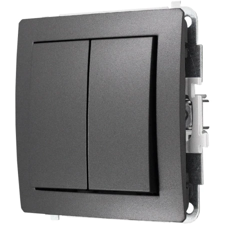 Karlik Deco Grafitowy Mechanizm Włącznika Jednobiegunowego Ze Schodowym (Dwa Klawisze Bez Piktogramów, Osobne Zasilanie) 11Dwp-10.21