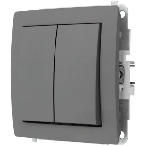 Karlik Deco Szary Mat Mechanizm Włącznika Jednobiegunowego Ze Schodowym (Dwa Klawisze Bez Piktogramów, Osobne Zasilanie) 27Dwp-10.21