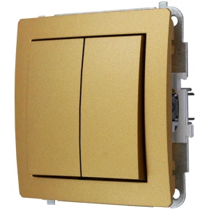 Karlik Deco Złoty Mechanizm Włącznika Jednobiegunowego Ze Schodowym (Dwa Klawisze Bez Piktogramów, Osobne Zasilanie) 29Dwp-10.21