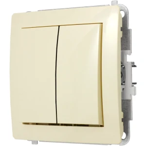 Karlik Deco Beżowy Mechanizm Włącznika Jednobiegunowego Ze Schodowym (Dwa Klawisze Bez Piktogramów, Wspólne Zasilanie) 1Dwp-10.11