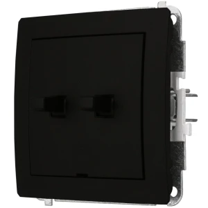 Karlik Deco Czarny Mat Mechanizm Włącznika Jednobiegunowego Ze Schodowym W Stylu Amerykańskim (Dwa Klawisze Bez Piktogramów, Osobne Zasilanie) 12Dwpus-10.21