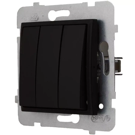 Włącznik Światła Potrójny Kontakt Ospel Aria Czarny