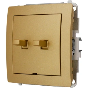 Karlik Deco Złoty Mechanizm Włącznika Jednobiegunowego Ze Schodowym W Stylu Amerykańskim (Dwa Klawisze Bez Piktogramów, Osobne Zasilanie) 29Dwpus-10.21