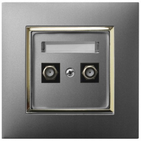 Gniazdo Antenowe Podwójne Szary Złoto Ospel Aria