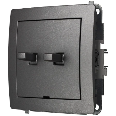 Karlik Deco Grafitowy Mechanizm Włącznika Jednobiegunowego Ze Schodowym W Stylu Amerykańskim (Dwa Klawisze Bez Piktogramów, Wspólne Zasilanie) 11Dwpus-10.11