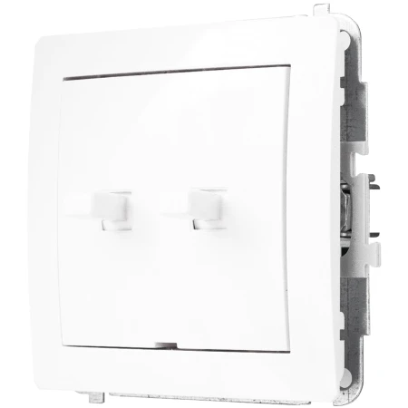 Karlik Deco Biały Mechanizm Włącznika Jednobiegunowego Ze Schodowym W Stylu Amerykańskim (Dwa Klawisze Bez Piktogramów, Osobne Zasilanie) Dwpus-10.21