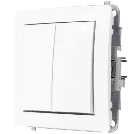 Karlik Deco Biały Mat Mechanizm Włącznika Jednobiegunowego Ze Schodowym (Dwa Klawisze Bez Piktogramów, Wspólne Zasilanie) 25Dwp-10.11