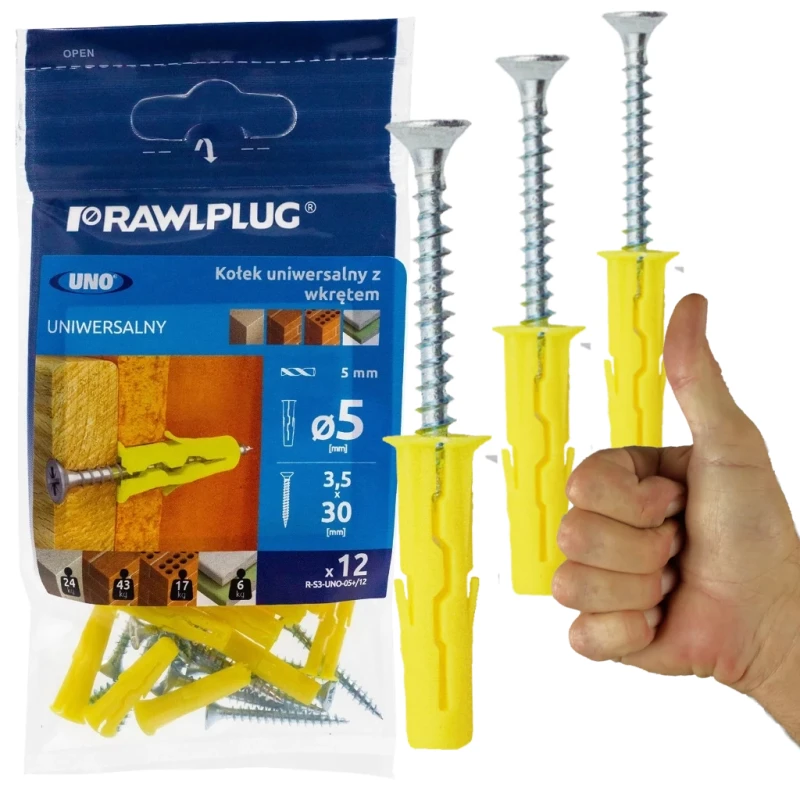 Rawlplug Kołek Uniwersalny Fi5 Z Wkrętem 2X12 Szt.