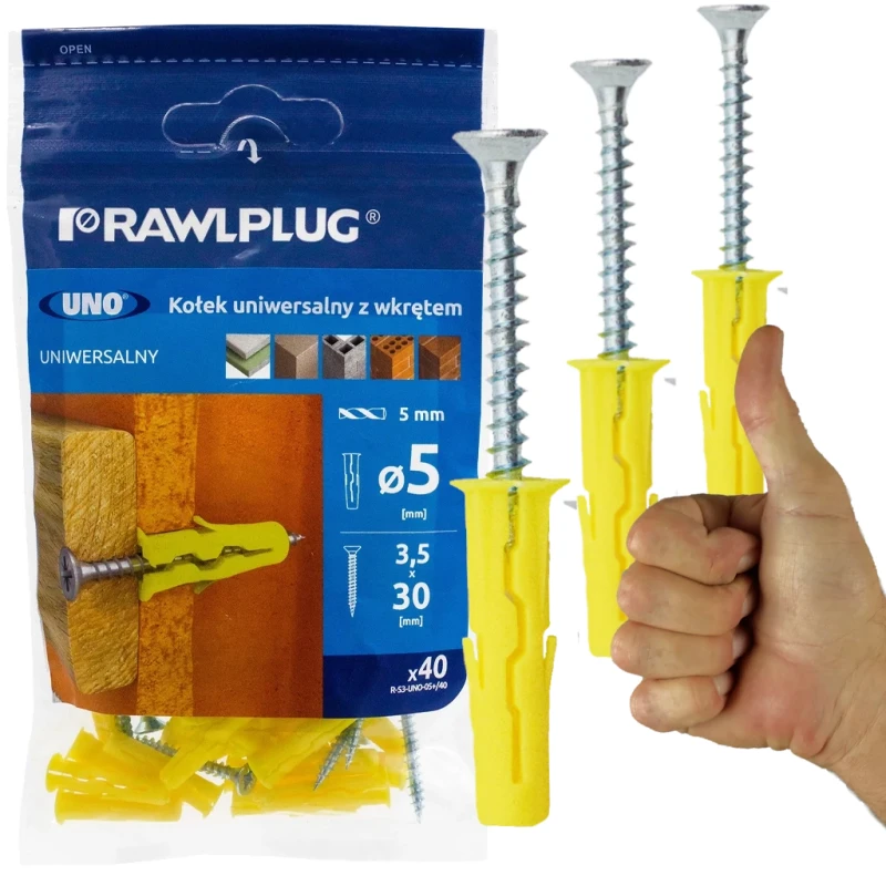Rawlplug Kołek Uniwersalny Fi5 Z Wkrętem 2X40 Szt.