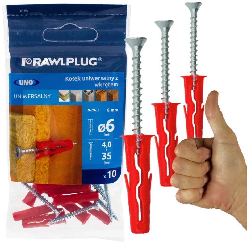 Rawlplug Kołek Uniwersalny Fi6 Z Wkrętem 2X10 Szt.