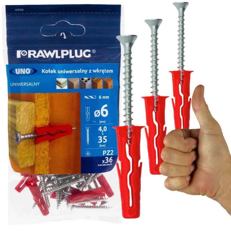 Rawlplug Kołek Uniwersalny Fi6 Z Wkrętem 2X36 Szt.