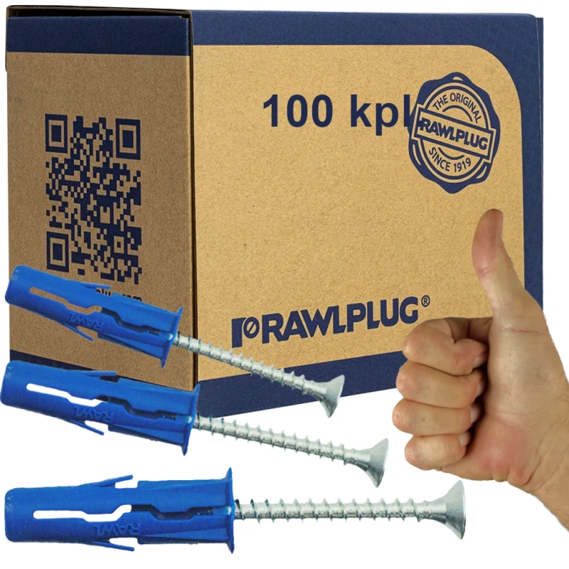 Rawlplug Kołek Uniwersalny Fi8 Z Wkrętem Krzyż. 4,5X50 2X100Szt