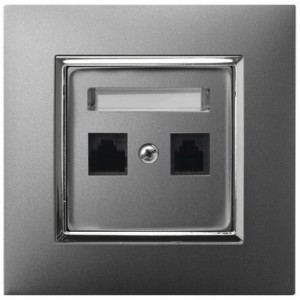 Gniazdo Internetowe 2X Rj45 Szary Srebro Ospel Aria