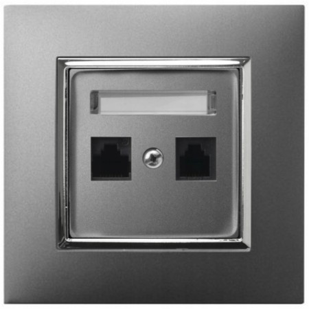 Gniazdo Internetowe 2X Rj45 Szary Srebro Ospel Aria