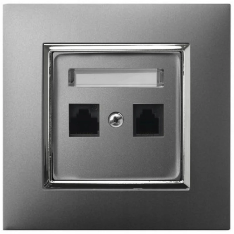 Gniazdo Internetowe 2X Rj45 Szary Srebro Ospel Aria