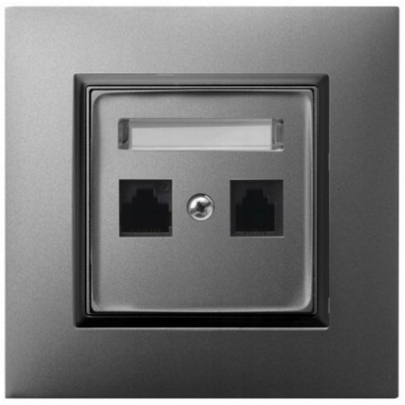 Gniazdo Internetowe 2X Rj45 Szary Czarny Ospel Aria