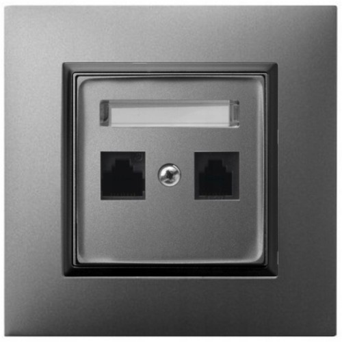 GNIAZDO INTERNETOWE 2X RJ45 SZARY CZARNY OSPEL ARIA