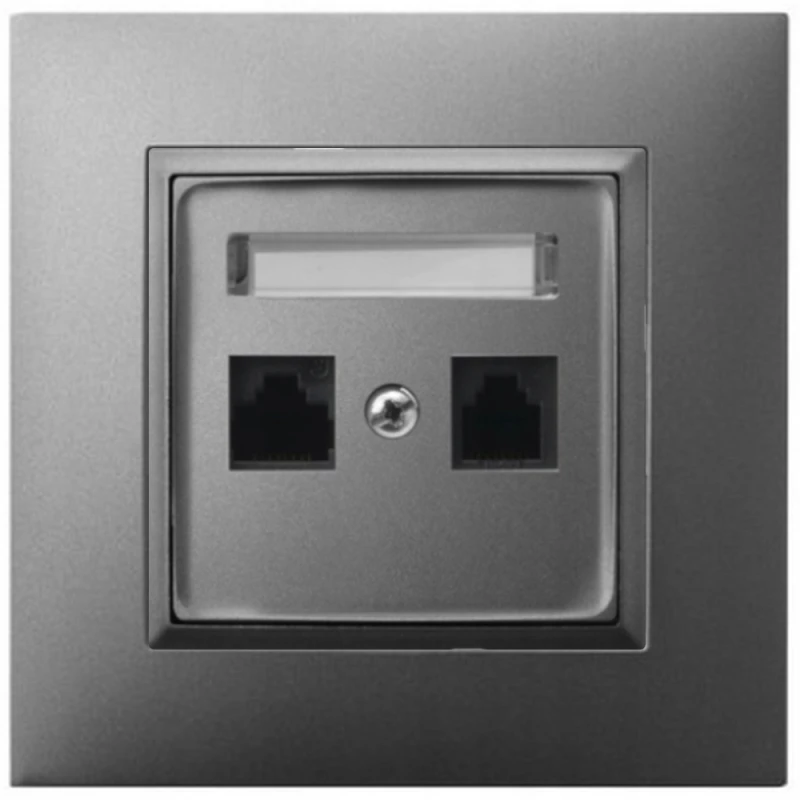 Gniazdo Internetowe 2X Rj45 Szary Ospel Aria