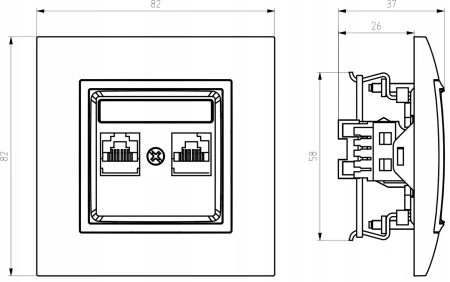 Gniazdo Internetowe 2X Rj45 Szary Ospel Aria