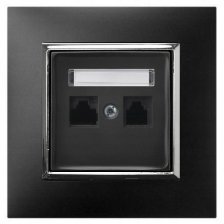 Gniazdo Internetowe 2X Rj45 Czarny Srebro Ospel Aria
