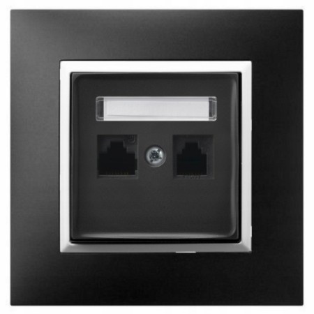Gniazdo Internetowe 2X Rj45 Czarny Biały Ospel Aria