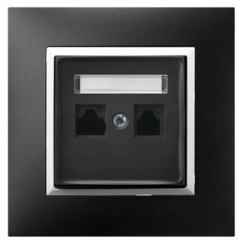 Gniazdo Internetowe 2X Rj45 Czarny Biały Ospel Aria