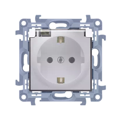 Kontakt Simon 10 Gniazdo Wtyczkowe Schuko Do Wersji Ip44 Z Uszczelką Z Przesłonami Klapka Transparetna (Moduł) 16A 250V~ Zaciski Śrubowe Biały