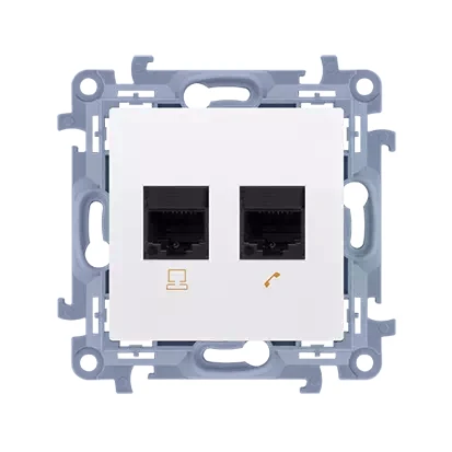 Kontakt Simon 10 Gniazdo Rj45 Kat. 6 + Gniazdo Telefoniczne Rj11 (Moduł) Biały