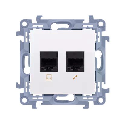 Kontakt Simon 10 Gniazdo Rj45 Kat. 6 + Gniazdo Telefoniczne Rj11 (Moduł) Biały