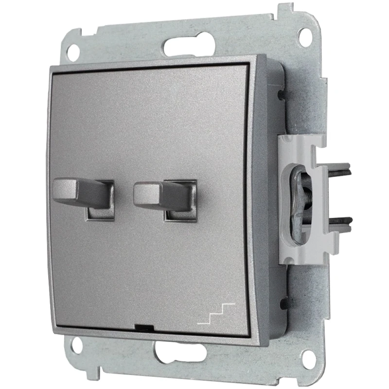 Icon Mechanizm Łącznika Jednobiegunowego Ze Schodowym (Wspólne Zasilanie) W Stylu Amerykańskim Srebrny Metalik 7Iwpus-10.1