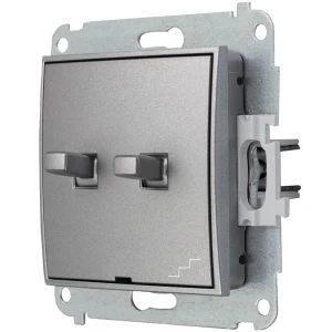 Icon Mechanizm Łącznika Jednobiegunowego Ze Schodowym (Osobne Zasilanie) W Stylu Amerykańskim Srebrny Metalik 7Iwpus-10.2