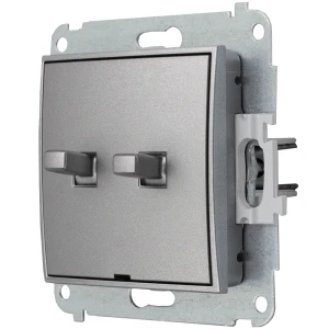 Icon Mechanizm Łącznika Jednobiegunowego Ze Schodowym W Stylu Amerykańskim (Dwa Klawisze Bez Piktogramów,Wspólne Zasilanie) Srebrny Metalik 7Iwpus-10.11