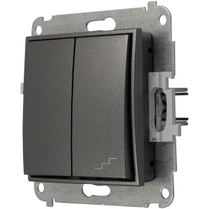 Icon Mechanizm Łącznika Jednobiegunowego Ze Schodowym (Osobne Zasilanie) Grafitowy 11Iwp-10.2