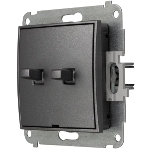 Icon Mechanizm Łącznika Jednobiegunowego Ze Schodowym W Stylu Amerykańskim (Dwa Klawisze Bez Piktogramów,Wspólne Zasilanie) Grafitowy 11Iwpus-10.11