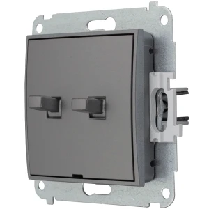 Icon Mechanizm Łącznika Jednobiegunowego Ze Schodowym W Stylu Amerykańskim (Dwa Klawisze Bez Piktogramów,Wspólne Zasilanie) Szary Mat 27Iwpus-10.11