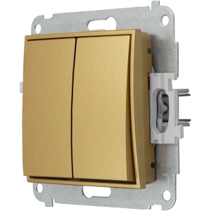 Icon Mechanizm Łącznika Jednobiegunowego Ze Schodowym (Dwa Klawisze Bez Piktogramów, Osobne Zasilanie) Złoty 29Iwp-10.21