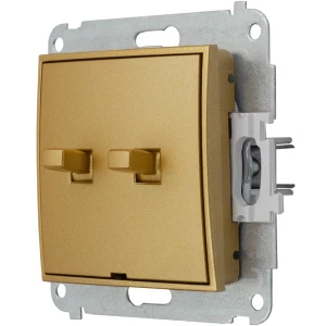 Icon Mechanizm Łącznika Jednobiegunowego Ze Schodowym W Stylu Amerykańskim (Dwa Klawisze Bez Piktogramów,Wspólne Zasilanie) Złoty 29Iwpus-10.11